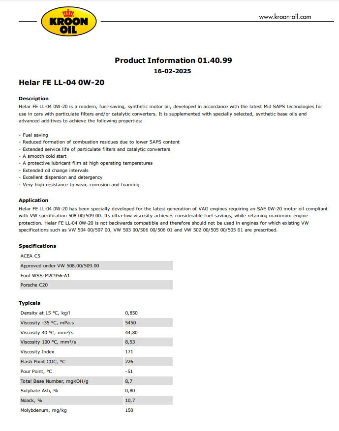 Helar FE LL-04 0W-20