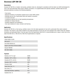 Duranza LSP 5W-30