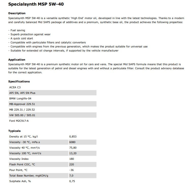 Specialsynth MSP 5W-40